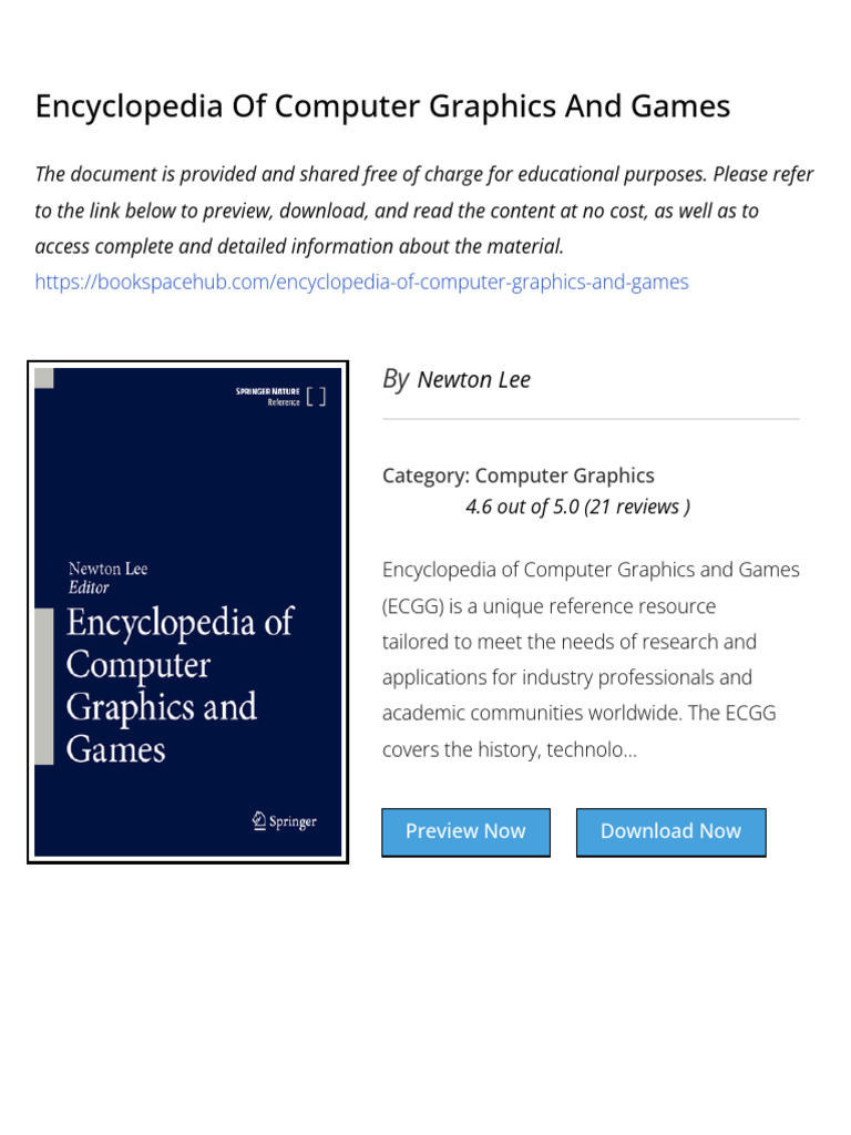 1025126597 Encyclopedia of Computer Graphics and Games | PDF