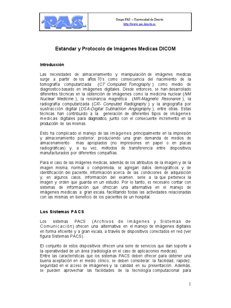 Protocolo DICOM y Sistemas PACS en Medicina | PDF | Byte | Poco