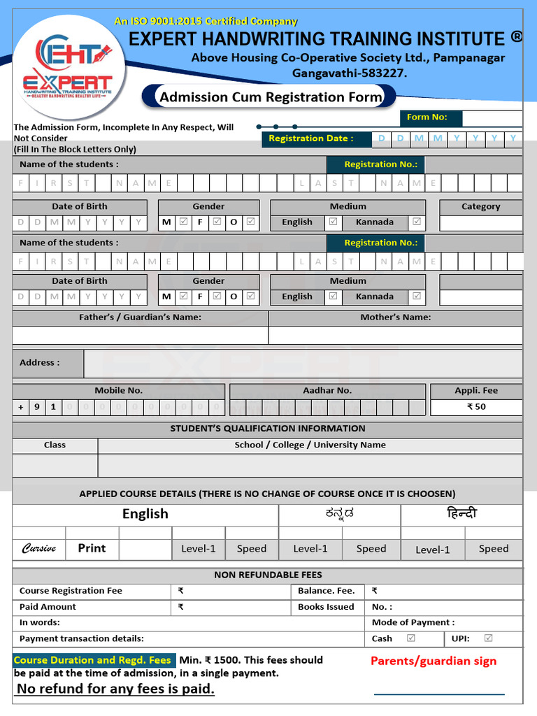Expert Handwriting Application Form[1][1] | PDF