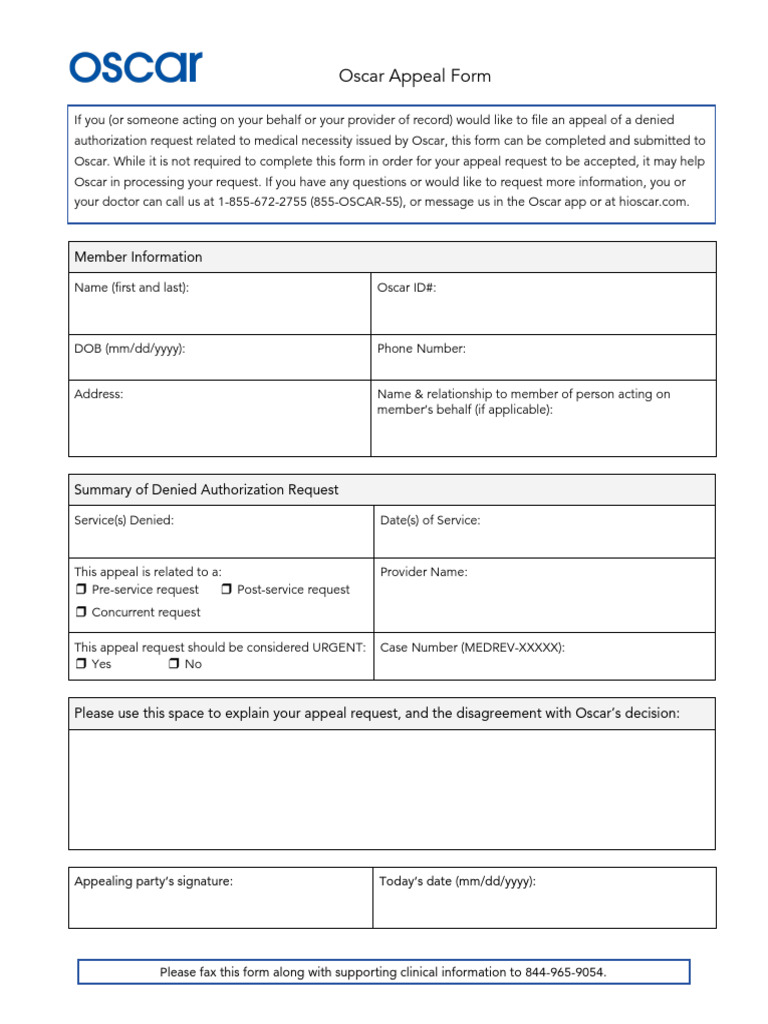 Oscar Appeal Form | PDF