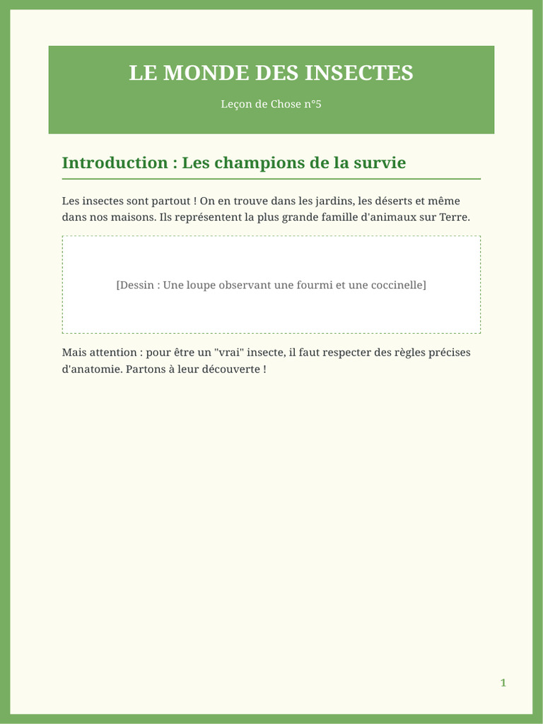 Lecon de Chose Le Monde Des Insectes | PDF | Insectes | Abeilles