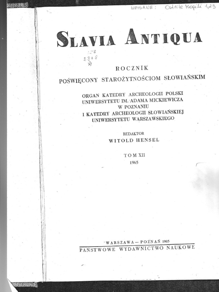 Hensel Et Al. Slavia Antiqua | PDF