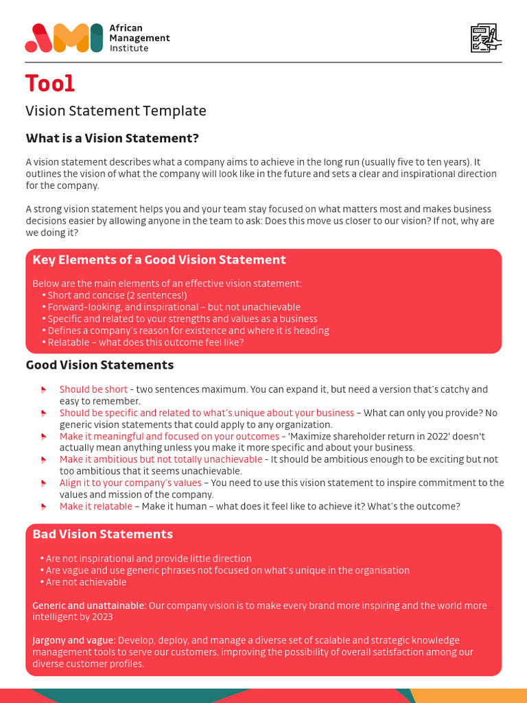 Tool 1 - Vision Template | PDF | Sustainability | Business