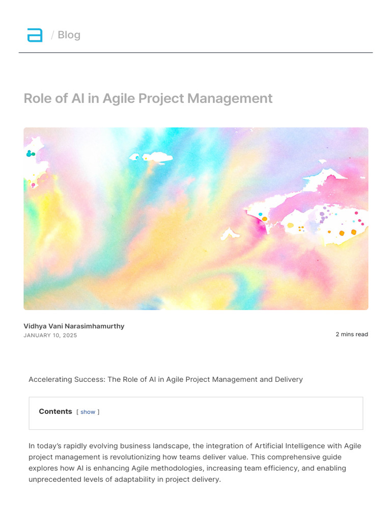 Role of AI in Agile Project Management | PDF
