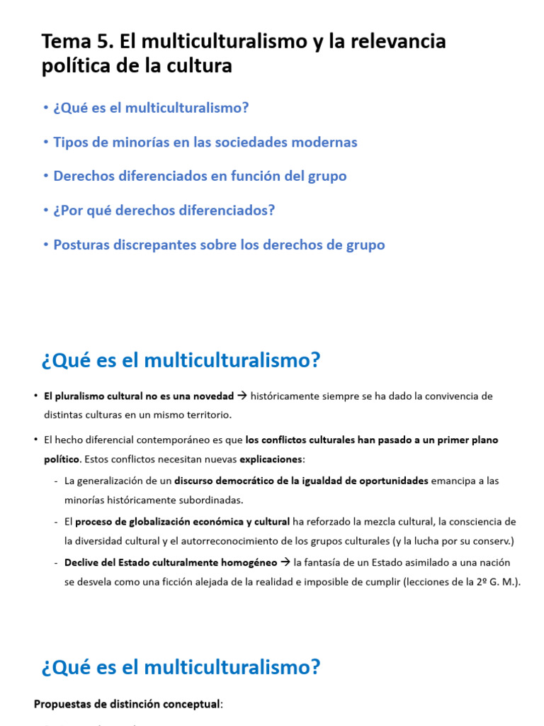 5. El multiculturalismo y la relevancia política de la cultura | PDF ...
