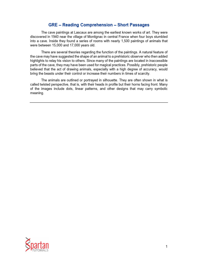 GRE Short Reading Comprehension Passages | PDF