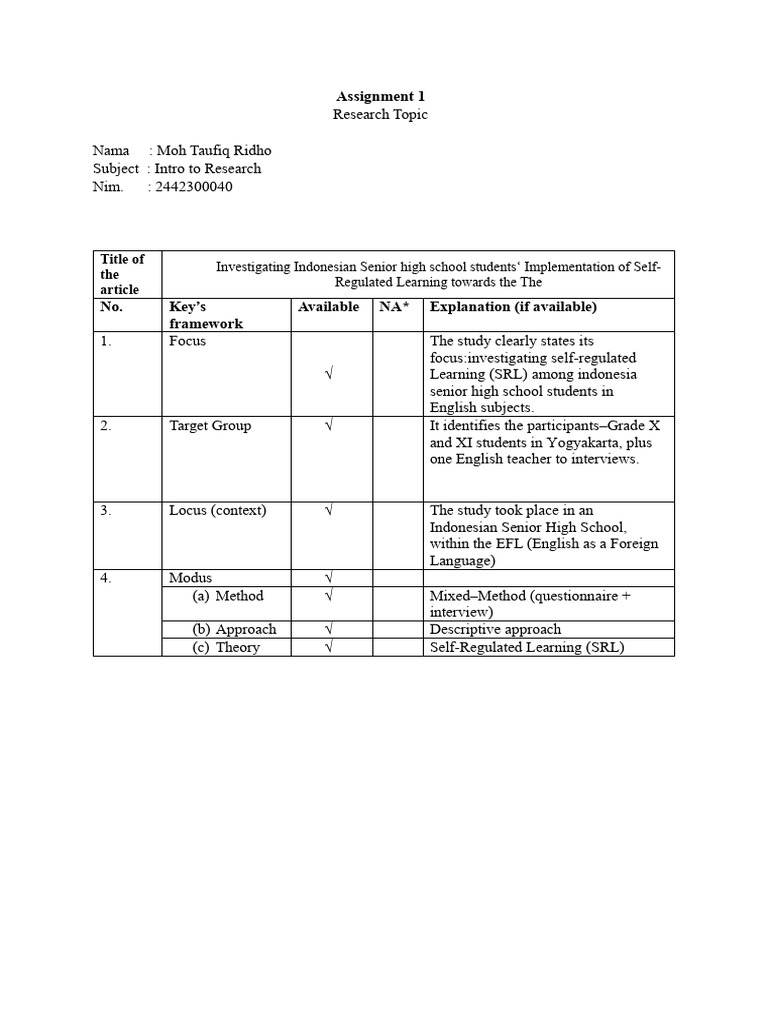 Assignment 1 Research Topic | PDF