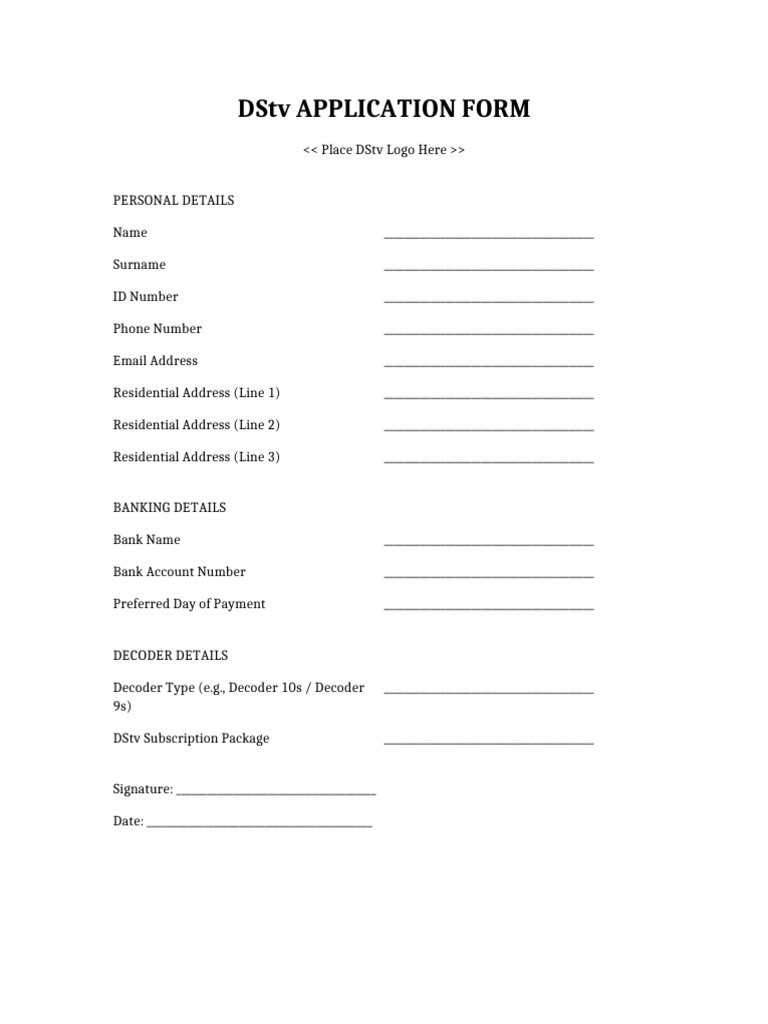 DSTV Application Form With Lines | PDF