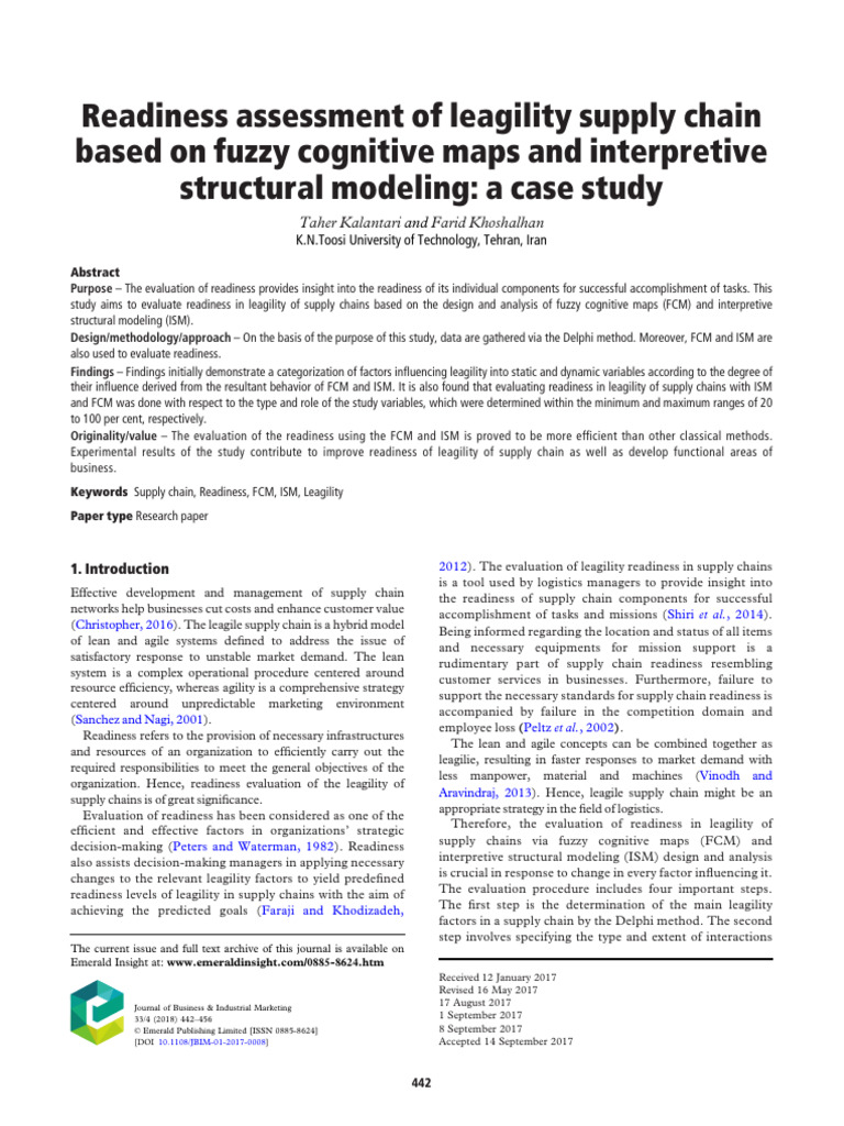 Readiness Assessment of Leagility Supply Chain Based on Fuzzy Cognitive ...