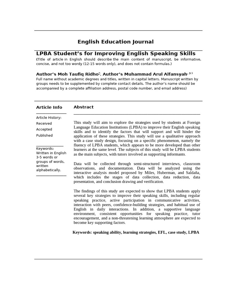 Mini Research - Template | PDF | Learning | Fluency
