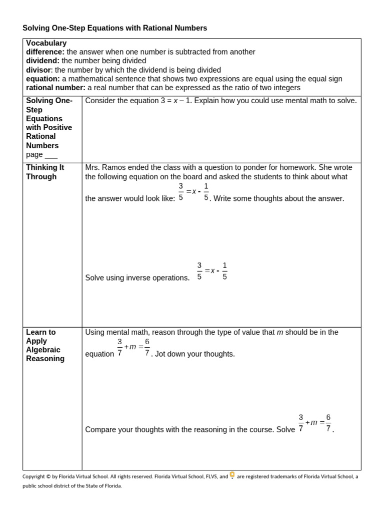 solving_onestep_equations_with_rational_numbers_guided_notes_flvs | PDF ...