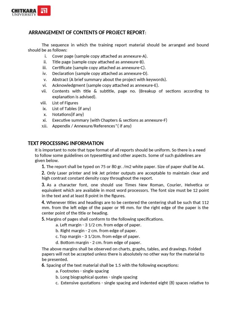 Format of Project Report | PDF | Letter Case | Typefaces