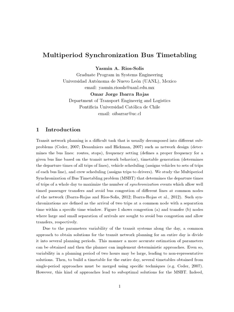 Paper 04 Ibarra Rojas Synchronization Bus Timetabling | PDF ...