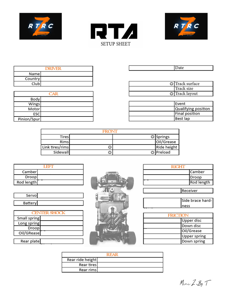 RTA SETUP Sheet Original 1 3 | PDF | Car | Motorsport Competitions
