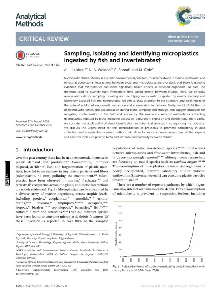 Sampling, Isolating and Identifying Microplastics Ingested by Fish and ...