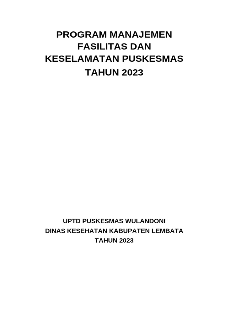1.4.1.1c Program Kerja MFK Manajemen Fasilitas Keselamatan Kerja | PDF