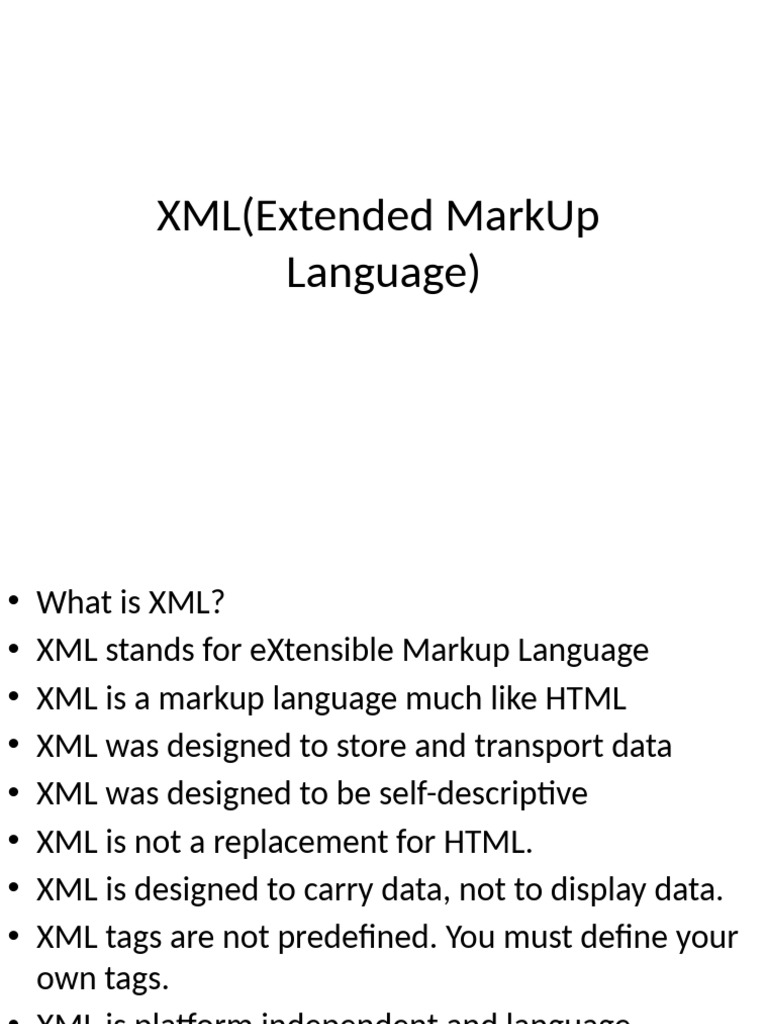 XML(Extended MarkUp Language) | PDF | Xml | Html