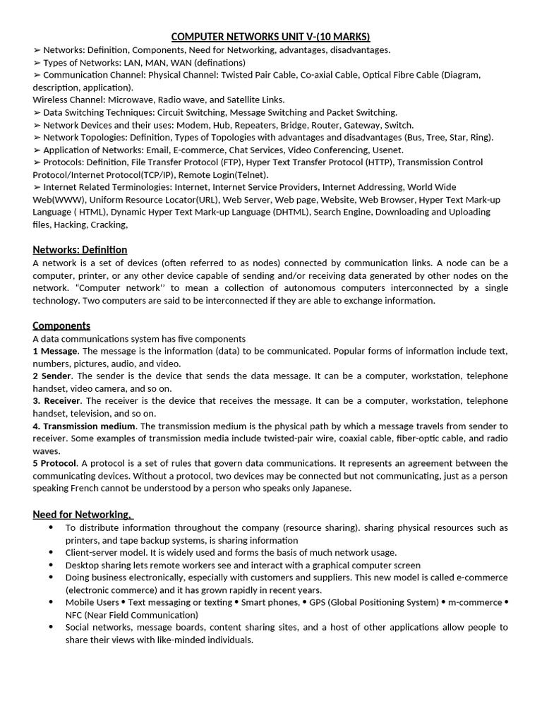 Computer Networks Unit V | PDF | World Wide Web | Internet & Web