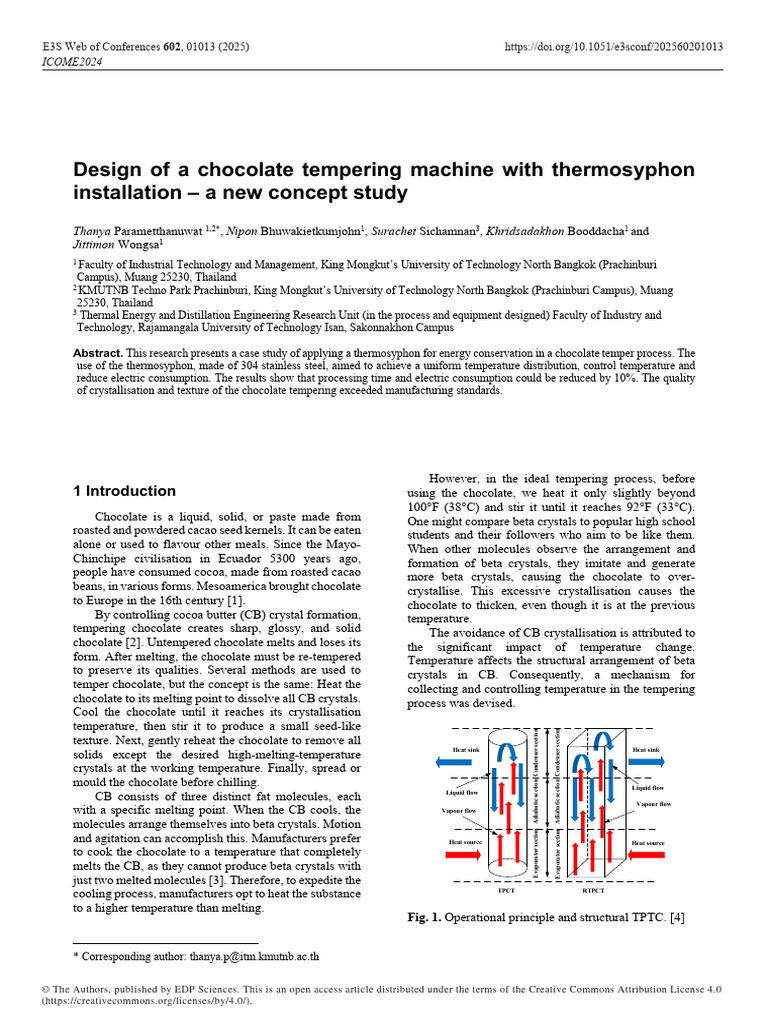 Design of A Chocolate Tempering Machine With Therm | PDF | Chocolate ...