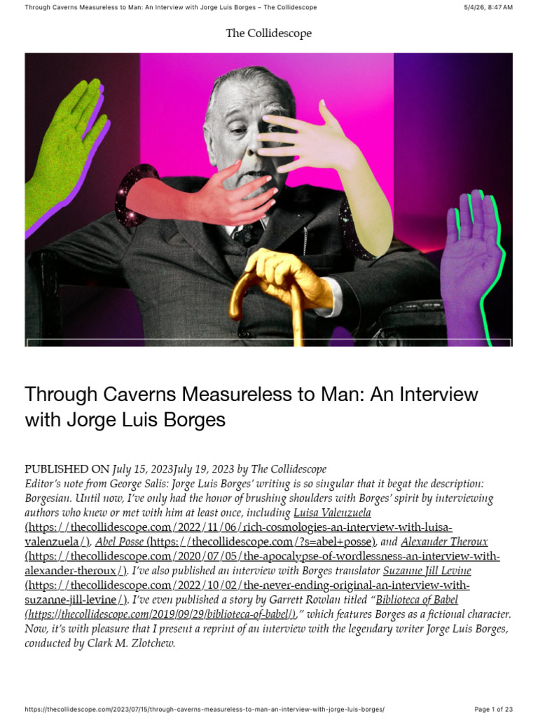 Through Caverns Measureless to Man: An Interview With Jorge Luis Borges ...