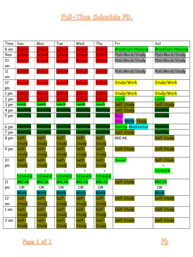 Full-Time Schedule PB. | PDF