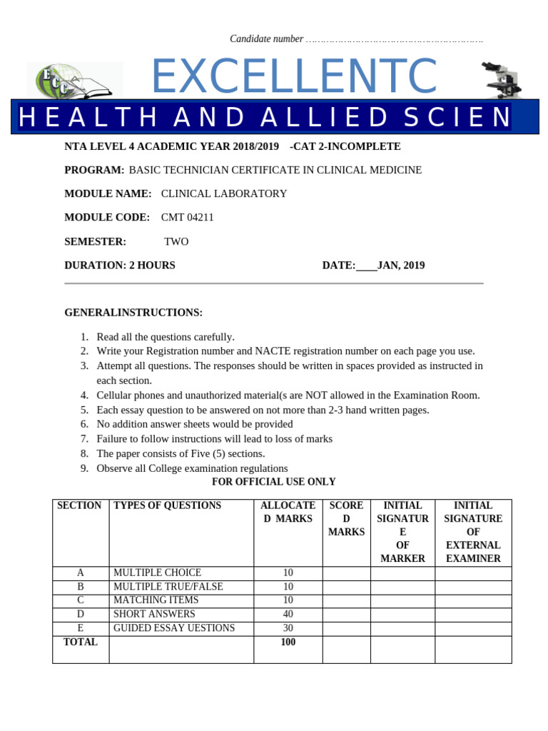 Cmt Clinical Lab Cat 2 Incomplete | PDF
