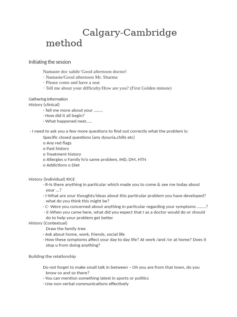 Calgary Cambride Method | PDF | Clinical Medicine | Medicine