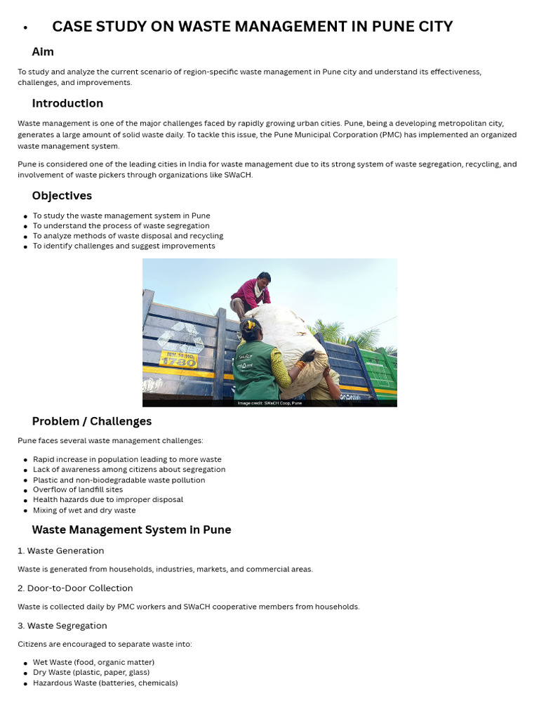 ? Case Study on Waste Management in Pune City | PDF | Waste Management ...