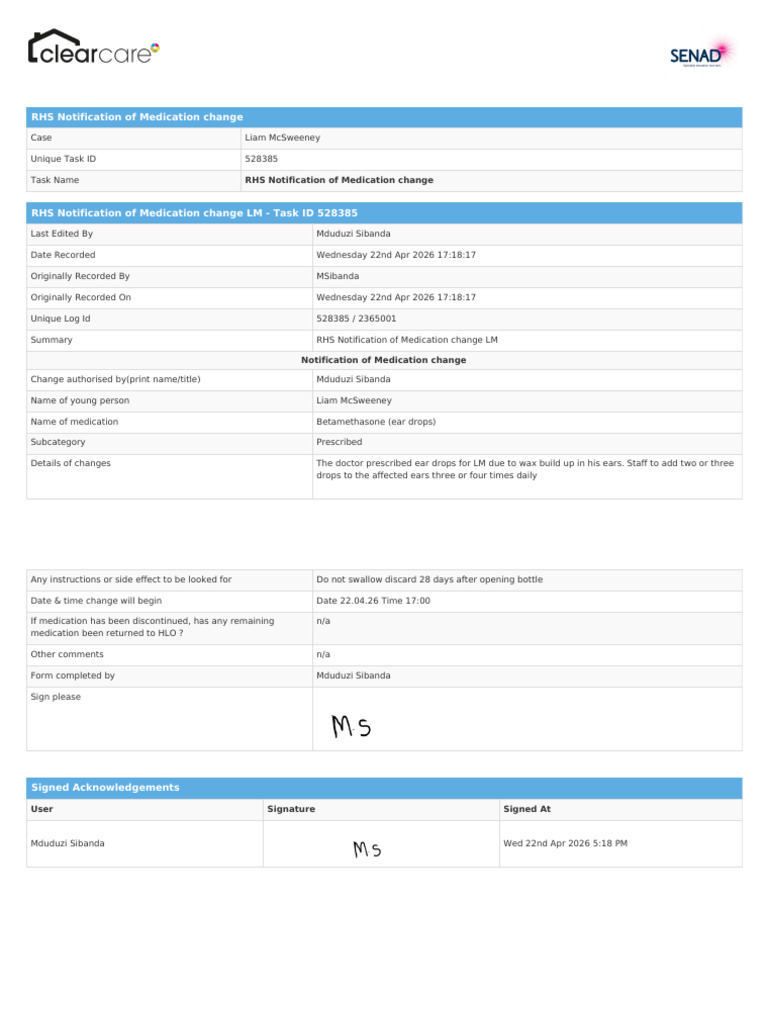 RHS Notification of Medication Change LM (2) | PDF