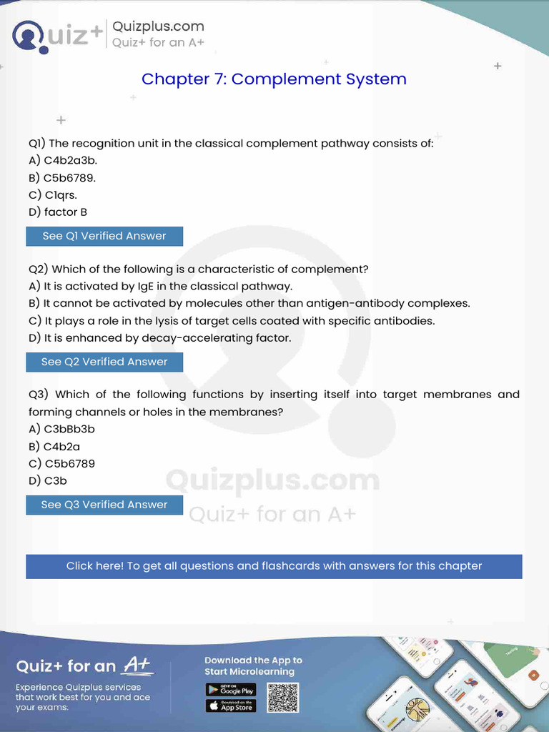 The Recognition Unit in the Classical Complement Pathway Consists Of ...