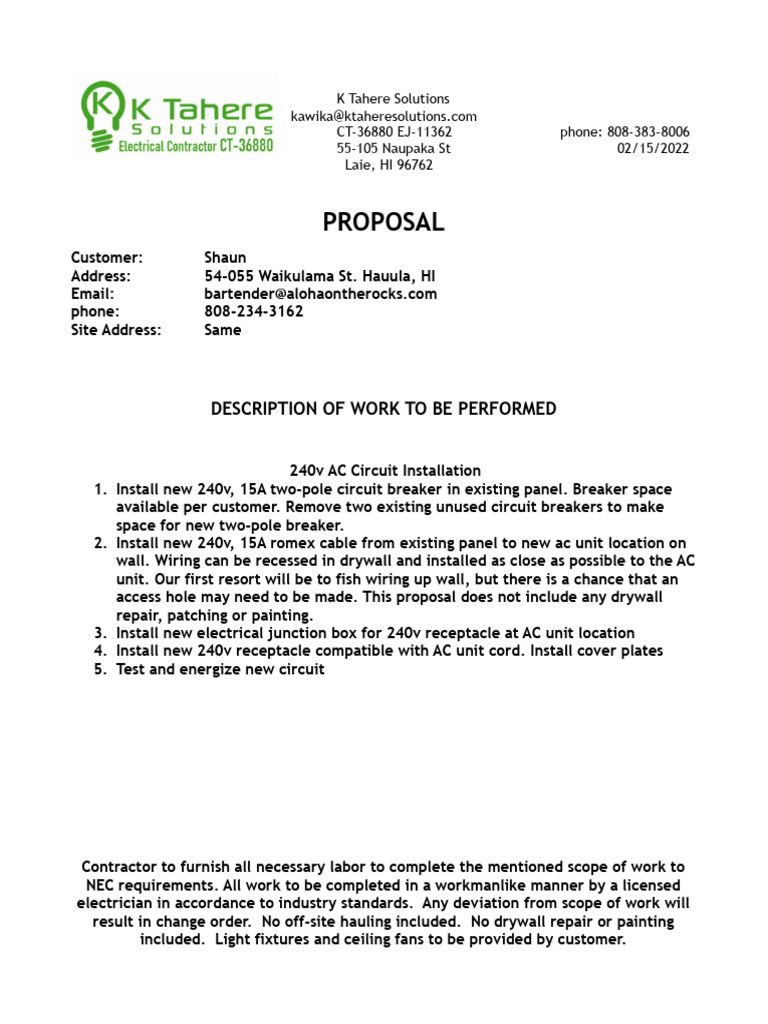 54-055 #5 AC Circuit Proposal | PDF