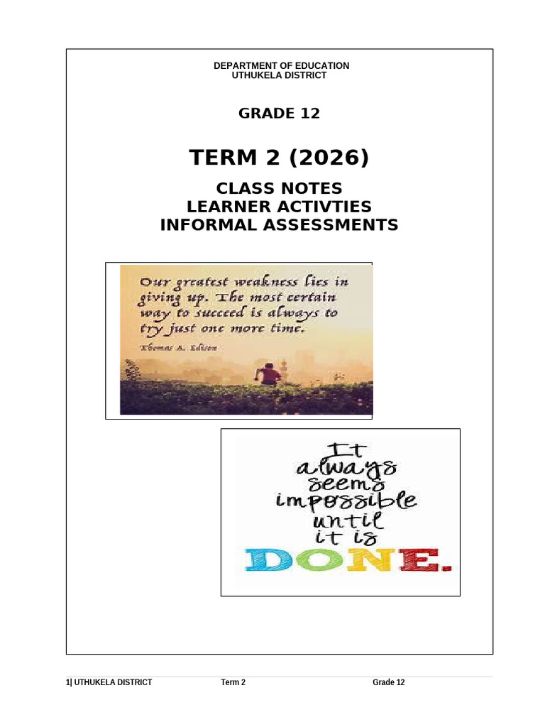2026 Term 2 Class Notes Grade 12 | PDF | Mass Media | Sanitation