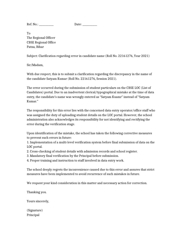 CBSE Clarification Letter | PDF