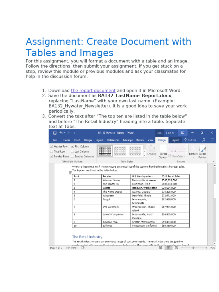 Assignment- Create Document With Tables and Images | PDF | Microsoft ...
