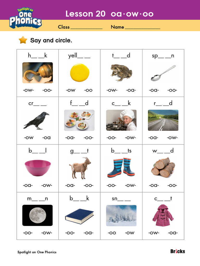 Spotlight on One Phonics_Worksheet_Lesson 20 | PDF