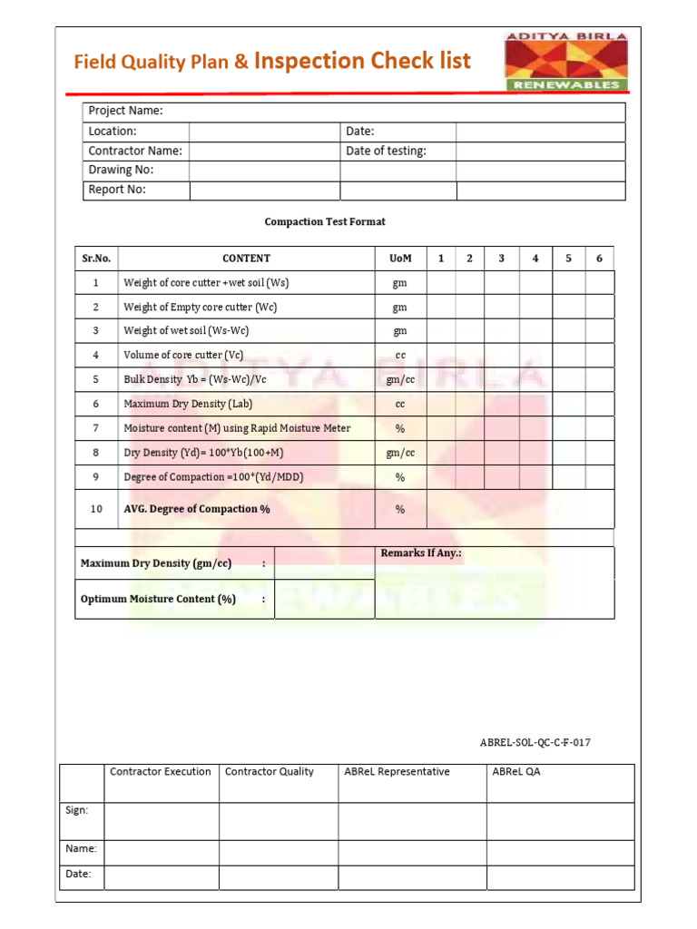 17. Compaction Test Format | PDF