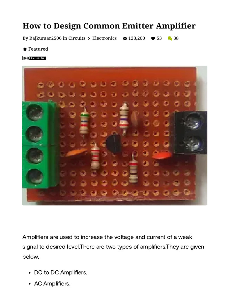 How to Design Common Emitter Amplifier _ 7 Steps (With Pictur... | PDF ...