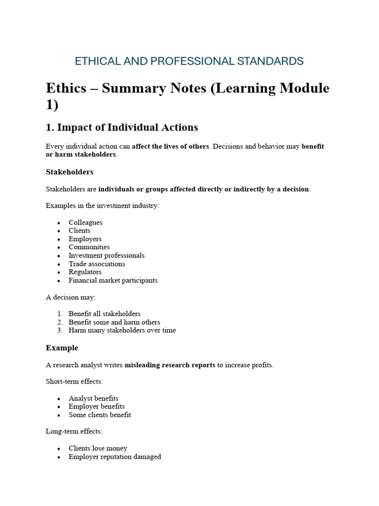 ETHICAL AND PROFESSIONAL STANDARDS | PDF | Profession | Conflict Of ...