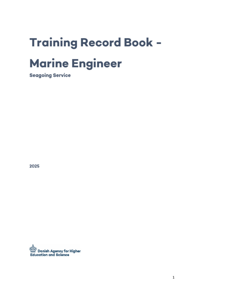 Training Record Book Marine Engineer April 2025 | PDF