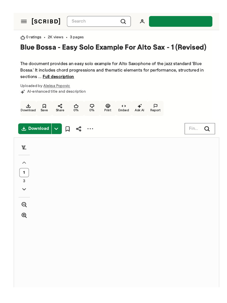 Www.scribd.comdocument842899233Blue Bossa Easy Solo Example for Alto ...