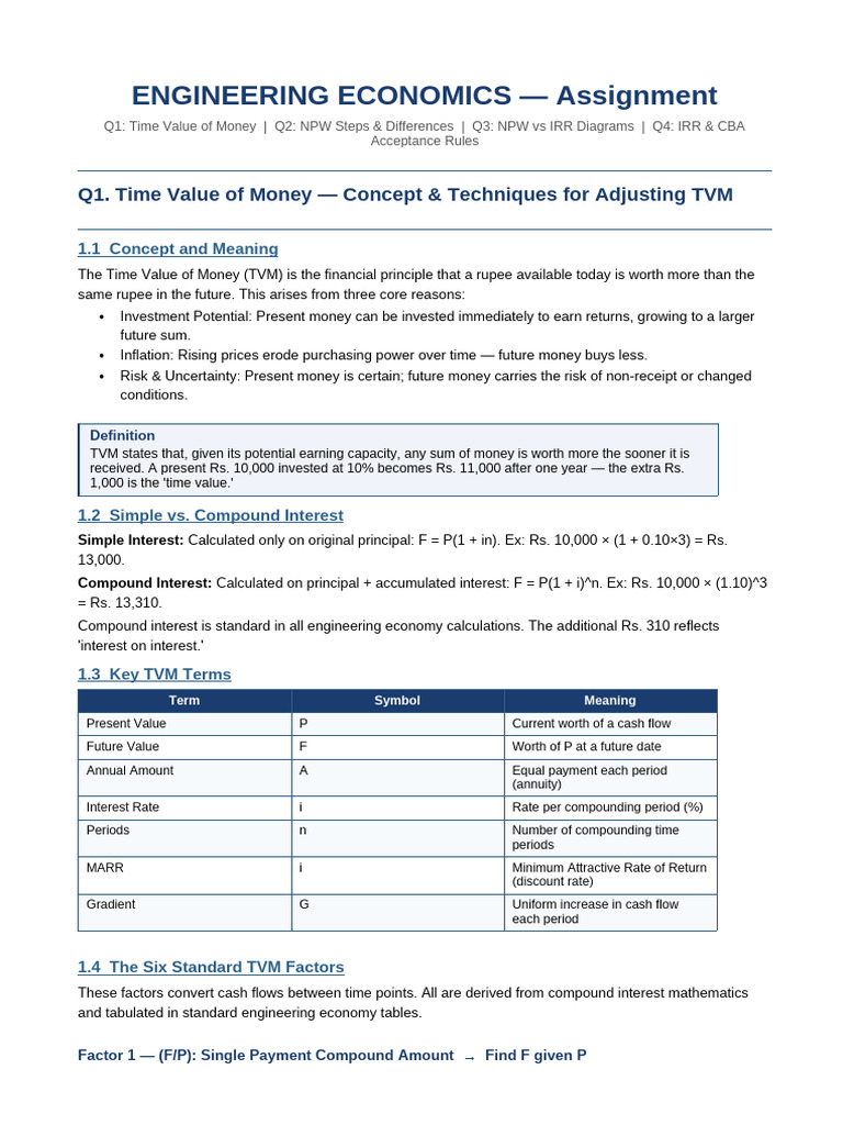 Engineering Economics 20pages | PDF | Net Present Value | Internal Rate ...
