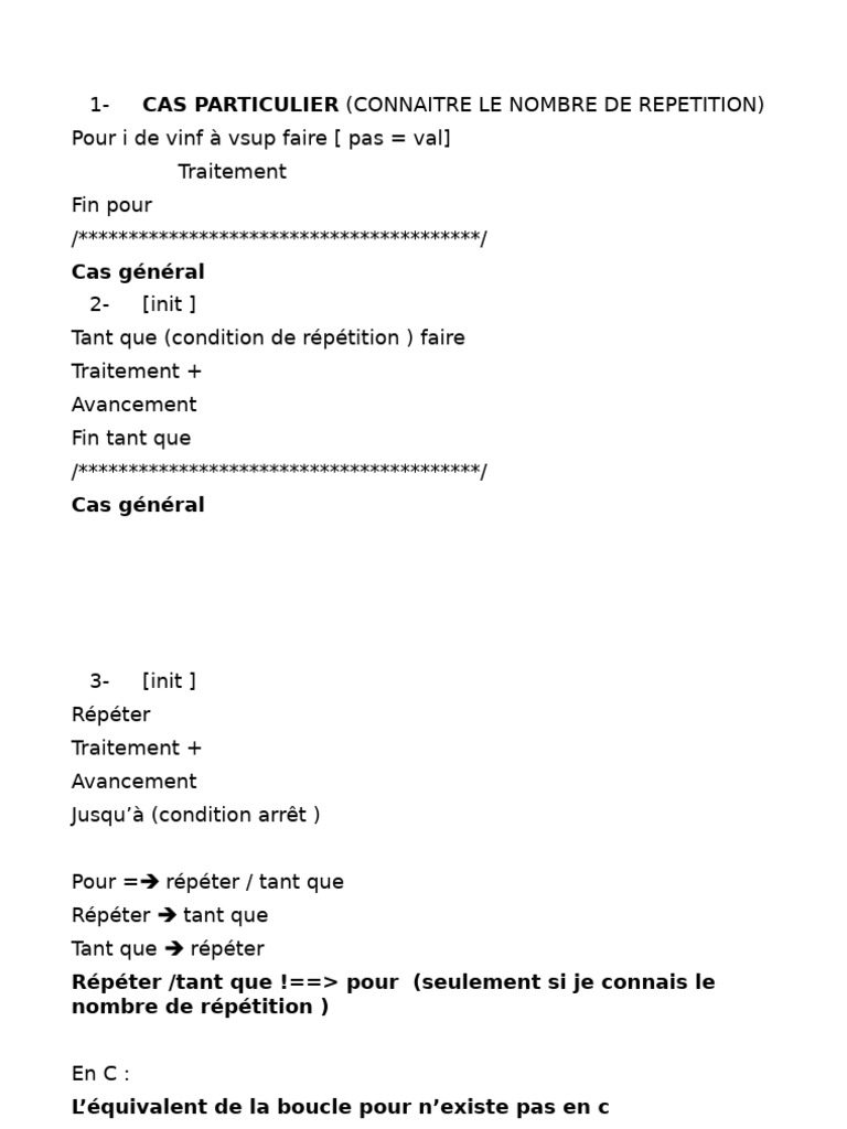 Structures Itératives Comparaison | PDF