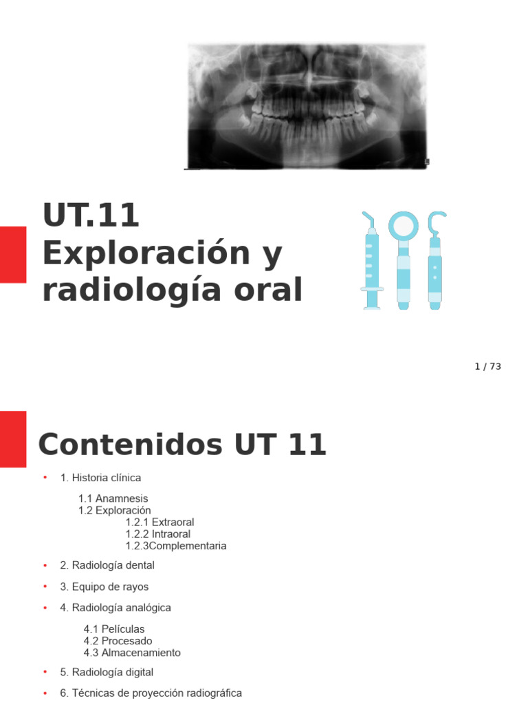 Exploración y Radiología Dental | PDF | Rayo X | Radiología