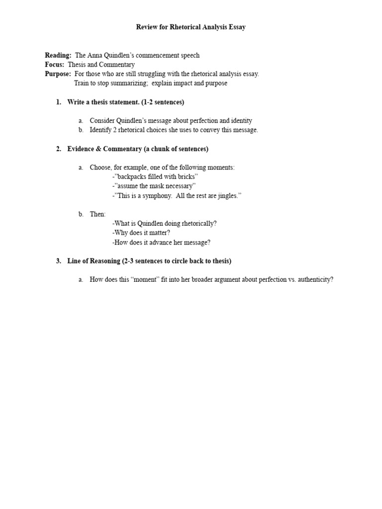 Review for Rhetorical Analysis Essay | PDF