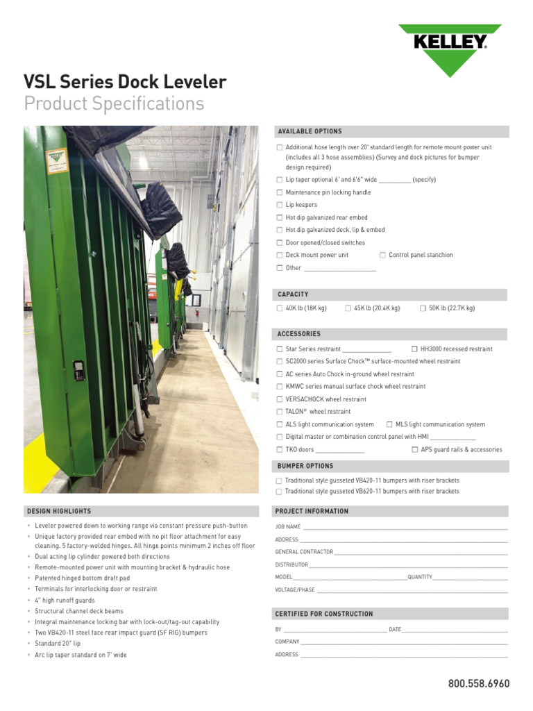 Kelley VSL Leveler Product Specification | PDF | Truck | Fuse (Electrical)