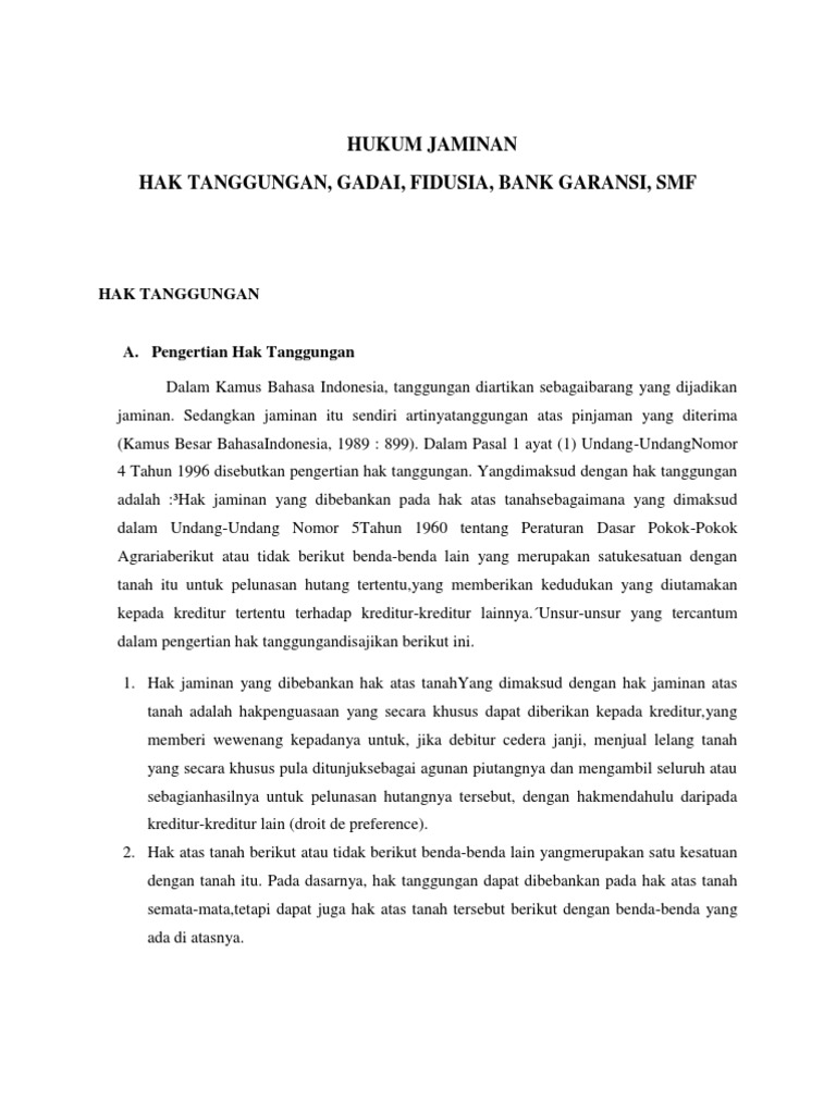 Pengertian Hak Tanggungan