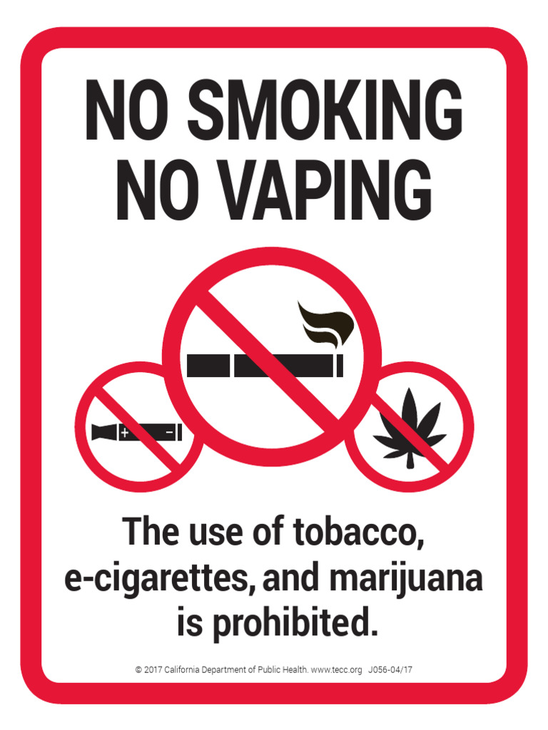 California No Smoking Vaping Marijuana Sign Printer File | PDF