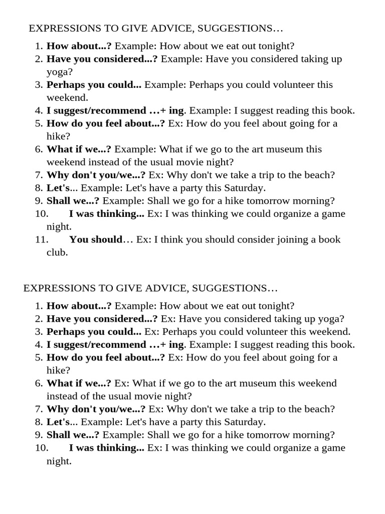Expressions to Give Advice (1) | PDF | Chess Theory | Chess