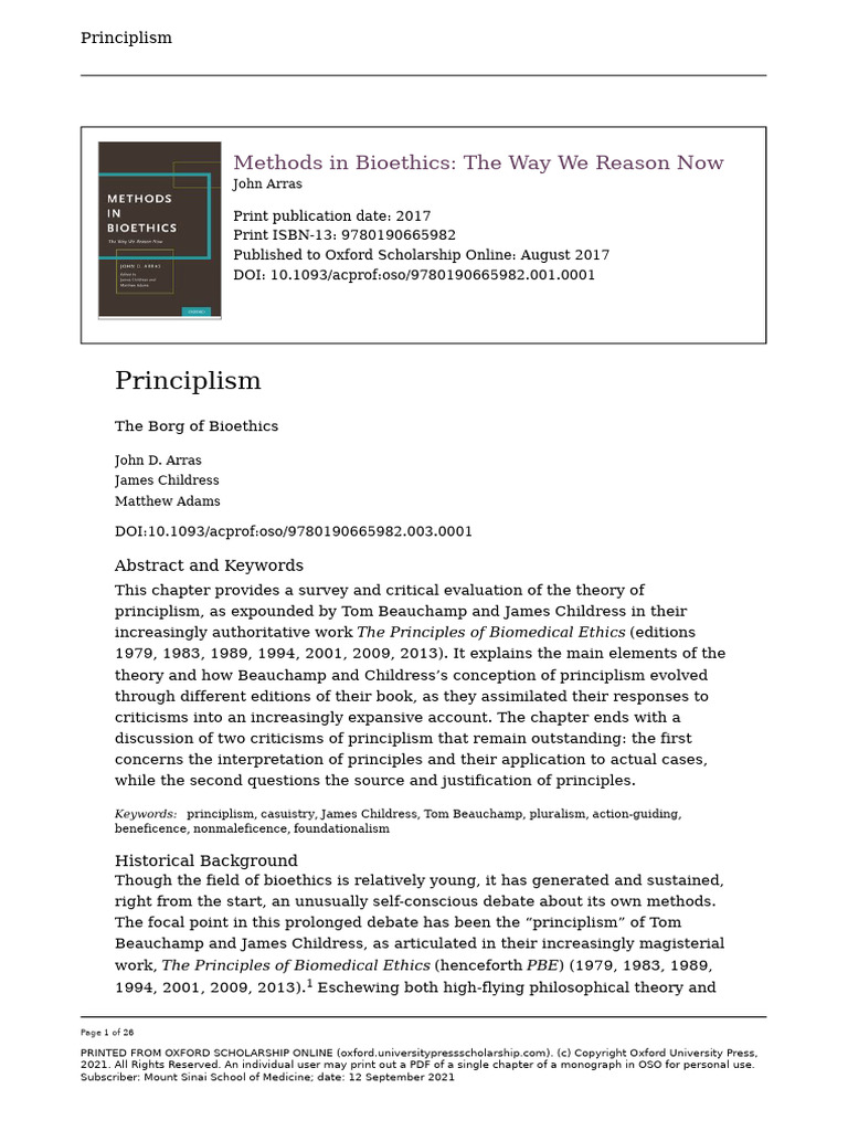 Methods in Bioethics - The Way We Reason Now | PDF | Autonomy