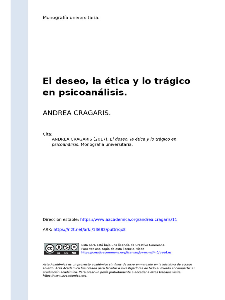El Deseo La Etica y Lo Tragico en Psicoanalisis | PDF | Jacques Lacan ...